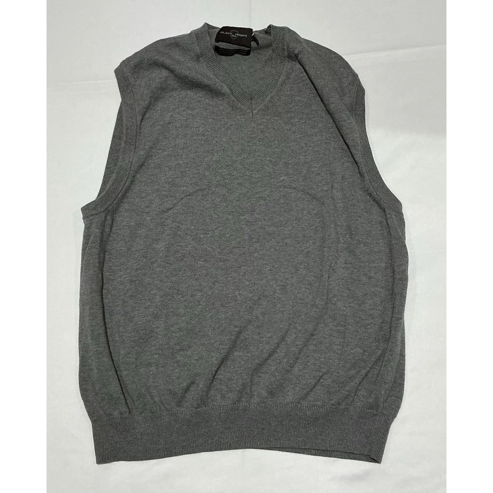 Black Brown 1826 Sweater Vest Mens Medium Gray 100% Supima Cotton Old Money